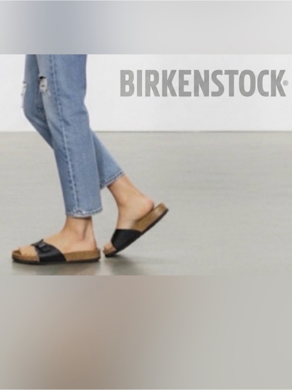 Authentic Birkenstock designer black slide signature sandals Sz 7